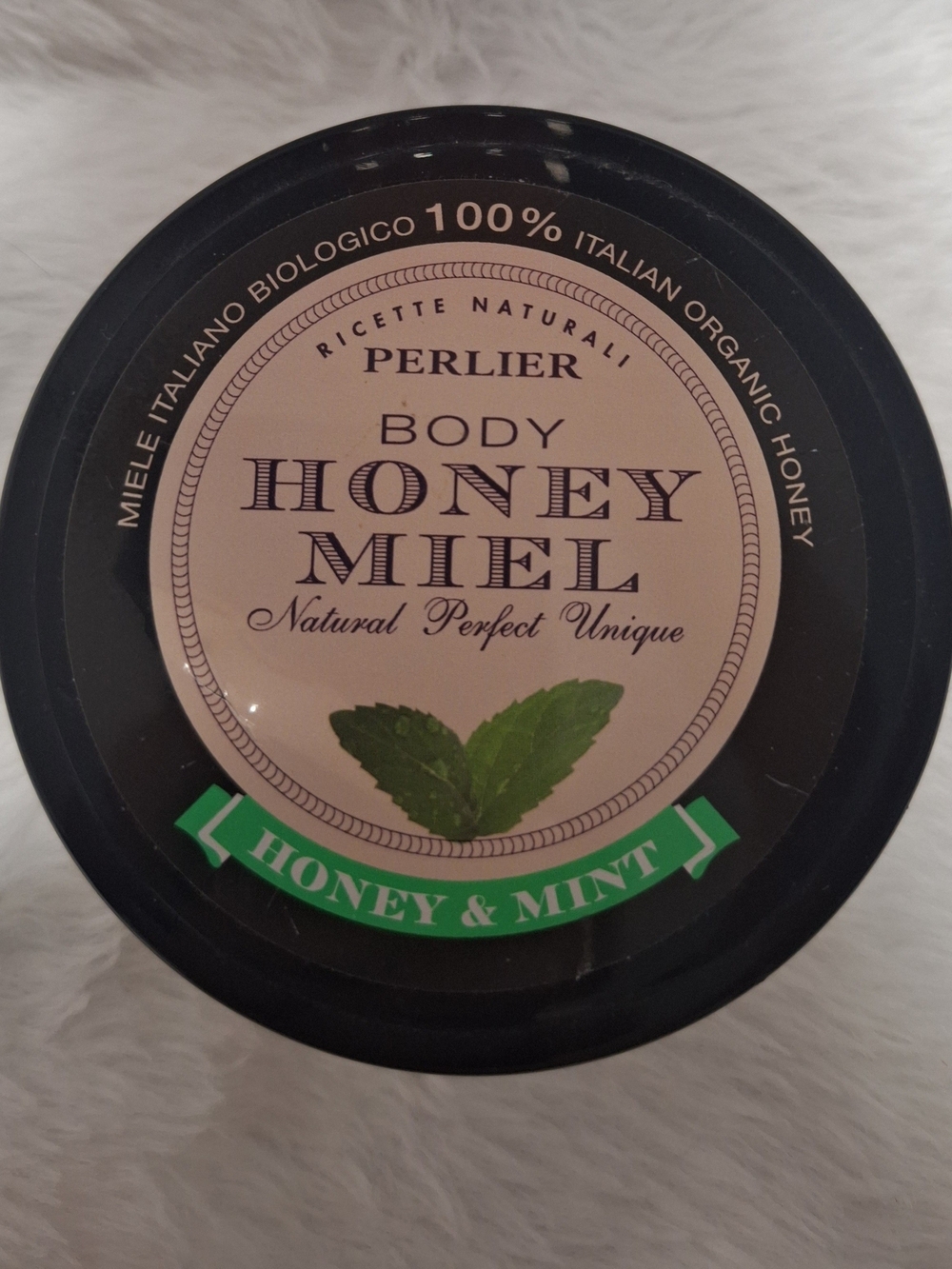 Perlier Body Honey & Mint Moisturizing Cream — Black & Green